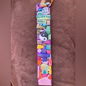 Handmade Polymer Clay Mosaic Art “Be Notorious-Rumi”Original On Wood  12”